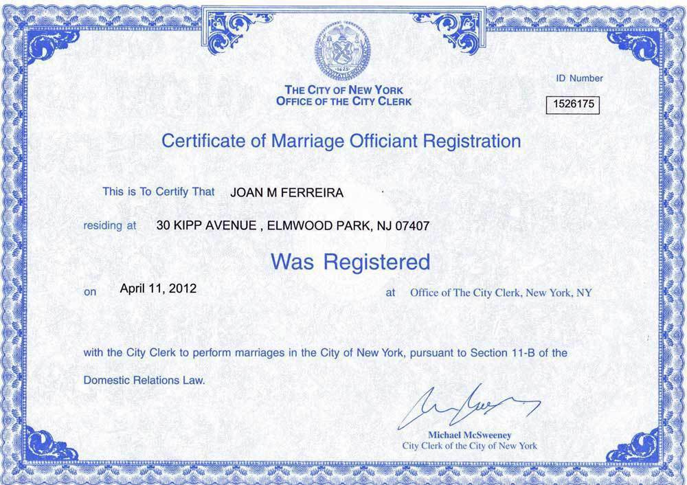 Licencia de Matrimonio en New York